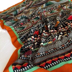 Colorful  Wool  Geometric Patterned Scarf Extra Large